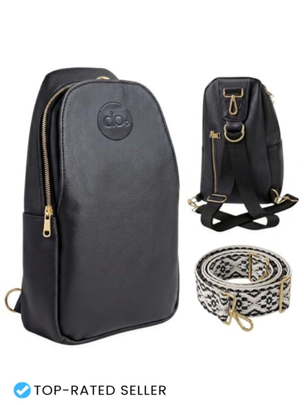 Mini Vegan Leather Diaper Bag Backpack with Insulated Pocket & Gold Hardware